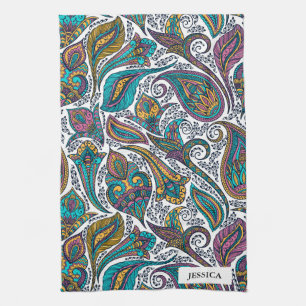 Farbenfrohe, blumenreiche Kulisse Geschirrtuch