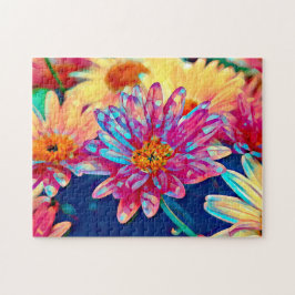 Farbenfrohe Blumenrisse Puzzle