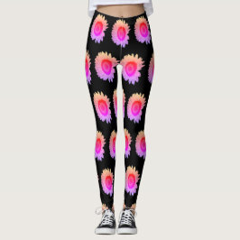 Farbenfrohe, blumenrosa Blume Orange Black Leggings