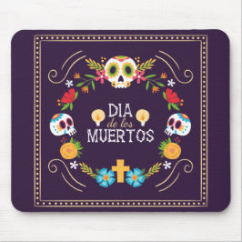 Farbenfrohe Blumenschädel Dia de Muertos | Mousepa Mousepad