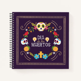 Farbenfrohe Blumenschädel Dia de Muertos | Notizbu Notizbuch