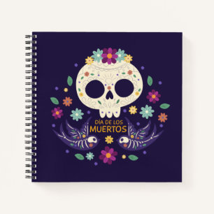 Farbenfrohe Blumenschäume Dia de Muertos   Notizbu Notizbuch