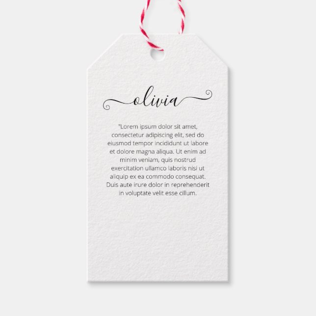 Farbenfrohe Blumenschrift Geschenkanhänger (Vorderseite)