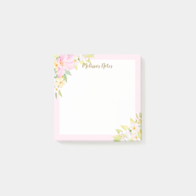 Farbenfrohe Blumenstrauß Wasserfarben Botanisches  Post-it Klebezettel (Vorderseite)
