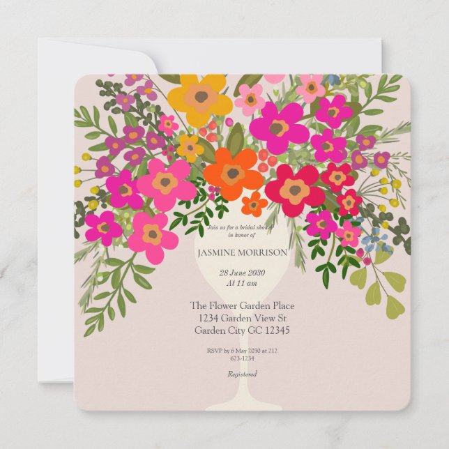 Farbenfrohe Blumenweine Brautparty Save The Date (Vorderseite)