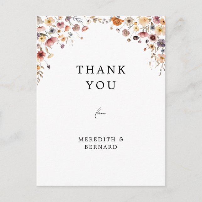 Farbenfrohe Blumenzehen Vielen Dank, Postkarte (Vorderseite)