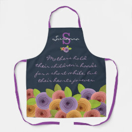 Farbenfrohe Blumenzettel mit Monogramm für Navy Ap Schürze