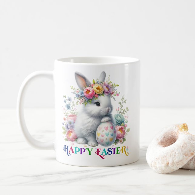 Farbenfrohe Blumenzucker Brennende Kerzen Kaffeetasse (Mit Donut)