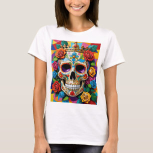 Farbenfrohe Blumenzuckerkunst T - Shirt Design