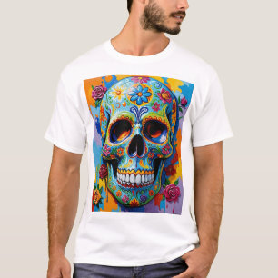 Farbenfrohe Blumenzuckerkunst T - Shirt Design
