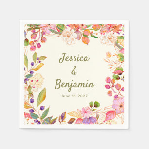 Farbenfrohe Blumenzwiebelflora Individuelle Name Serviette