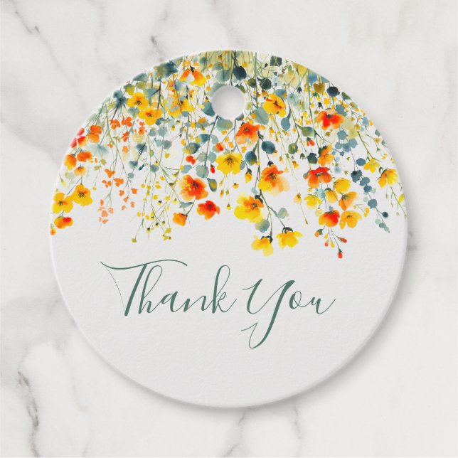 Farbenfrohe Blumenzwiebelhochzeit Vielen Dank Geschenkanhänger (Vorderseite)