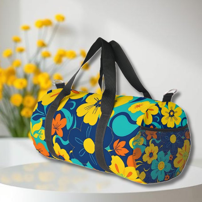 Farbenfrohe, blutdrucksenkende Blume im Dopamin-St Duffle Bag (Colorful Rush Blooms-Dopamine Style-Duffle Bag (Right Corner))