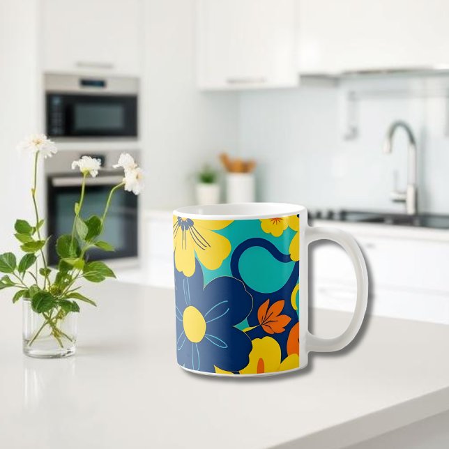 Farbenfrohe, blutdrucksenkende Blume im Dopamin-St Kaffeetasse (Colorful Rush Blooms-Dopamine Style- Coffee Mug)