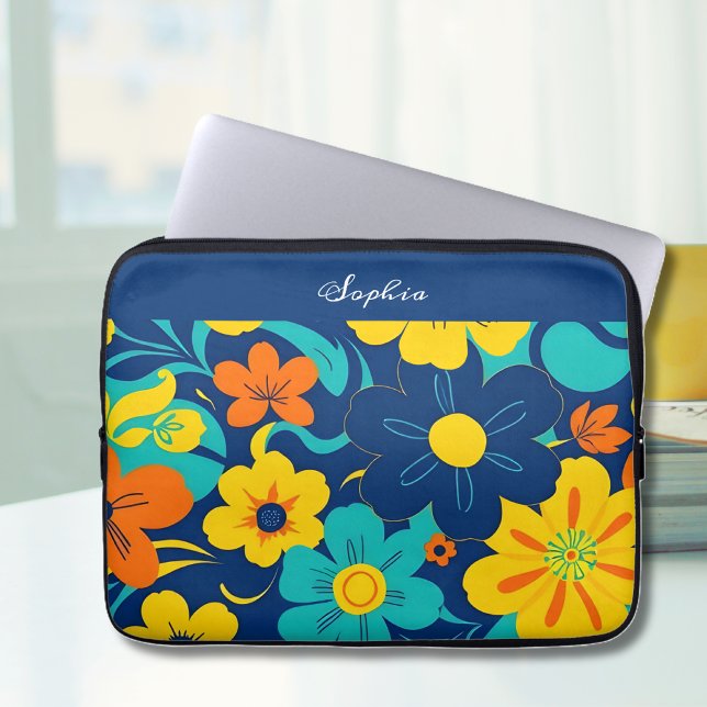 Farbenfrohe, blutdrucksenkende Blume im Dopamin-St Laptopschutzhülle (Colorful Rush Blooms-Dopamine Style-Personalized Laptop Sleeve )