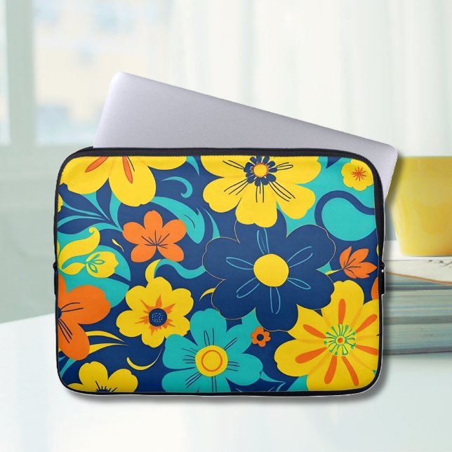 Farbenfrohe, blutdrucksenkende Blume im Dopamin-St Laptopschutzhülle (Colorful Rush Blooms-Dopamine Style-Laptop Sleeve )