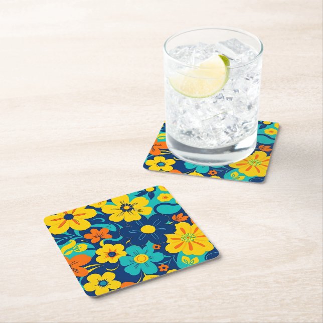 Farbenfrohe, blutdrucksenkende Blume im Dopamin-St Rechteckiger Pappuntersetzer (Vor Ort)