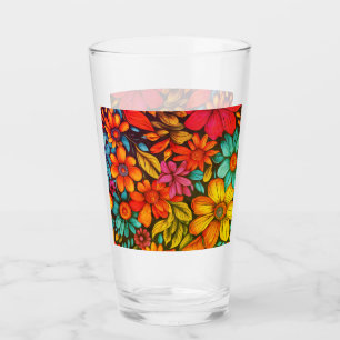Farbenfrohe Blüte Abstrakt #902 Glas