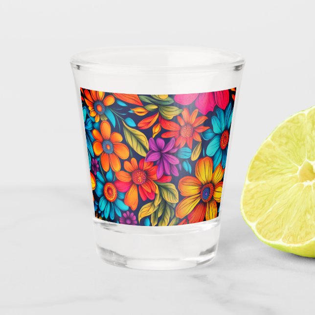 Farbenfrohe Blüte Abstrakt #902 - Schnapsglas (Vorderseite)