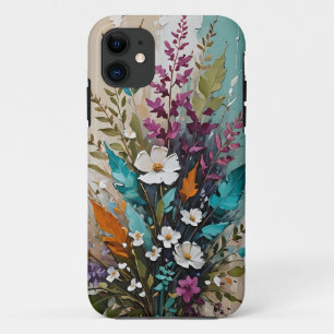 Farbenfrohe Blüte auf Aquamarinem blauen Beige Case-Mate iPhone Hülle