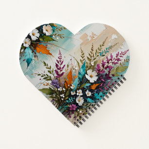 Farbenfrohe Blüte auf Aquamarinem blauen Beige *Pe Notizbuch