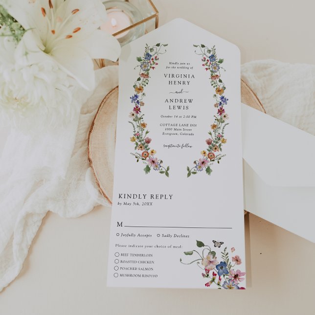 Farbenfrohe Blüte in einer Einladung (Colorful Floral Wedding All In One Invite by Painted Paperie
)