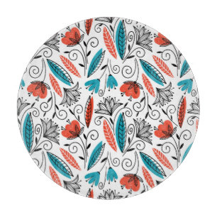 Farbenfrohe Blüte: lebendiges, nahtloses Muster. Schneidebrett