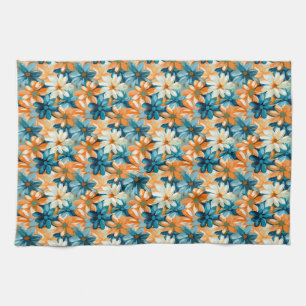 Farbenfrohe Blüte mit blau, orange und gelber Strö Geschirrtuch