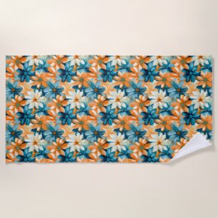 Farbenfrohe Blüte mit blau, orange und gelber Strö Strandtuch