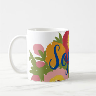 Farbenfrohe Blüte mit Individuelle Name Kaffeetasse