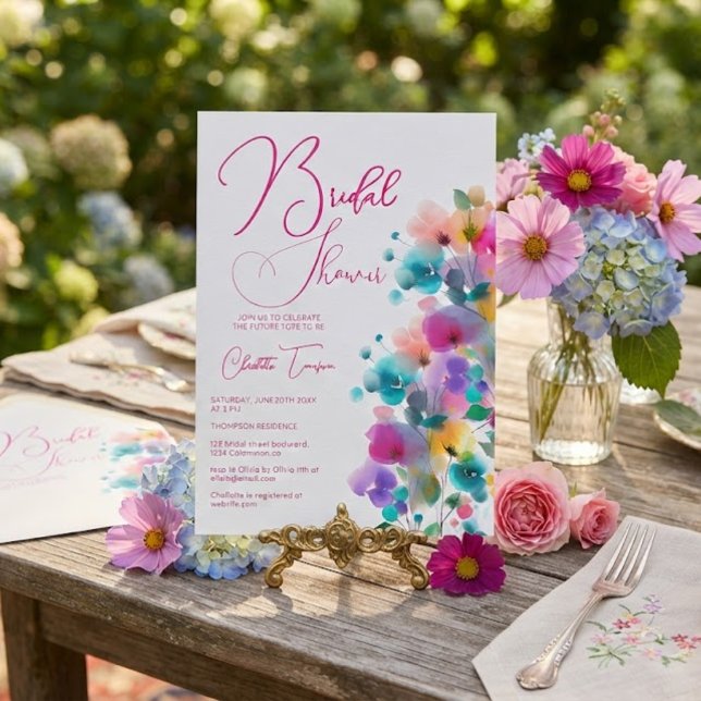 Farbenfrohe Blüten Bridal Bash Einladung (Von Creator hochgeladen)