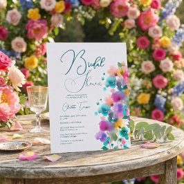 Farbenfrohe Blüten Bridal Bash Einladung