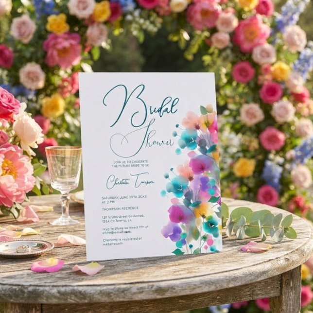 Farbenfrohe Blüten Bridal Bash Einladung (Von Creator hochgeladen)