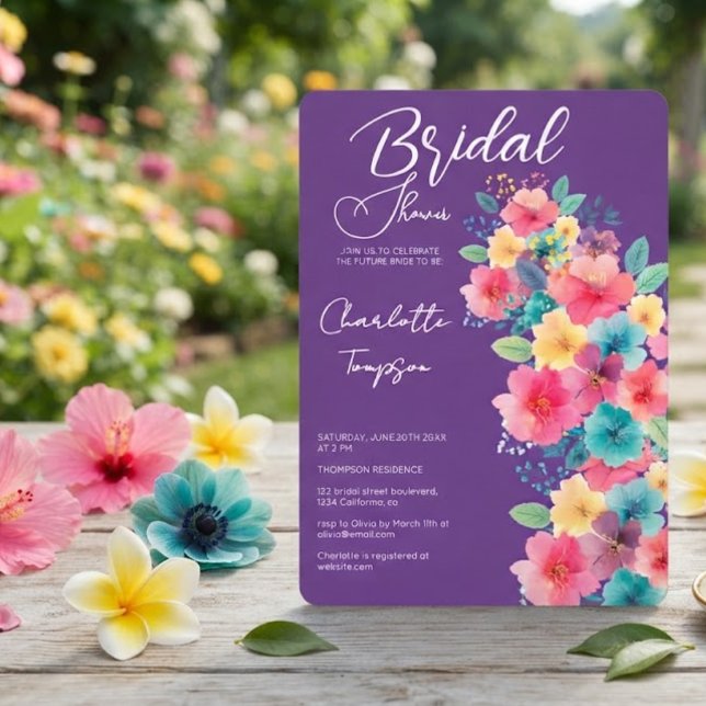 Farbenfrohe Blüten Bridal Bash Einladung (Von Creator hochgeladen)