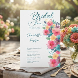Farbenfrohe Blüten Bridal Bash Einladung