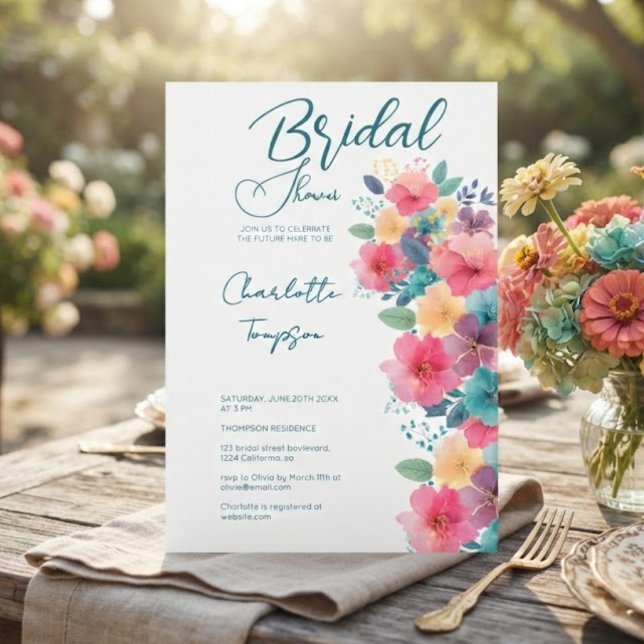 Farbenfrohe Blüten Bridal Bash Einladung (Von Creator hochgeladen)