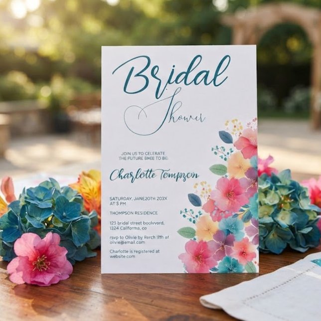Farbenfrohe Blüten Bridal Bash Einladung (Von Creator hochgeladen)