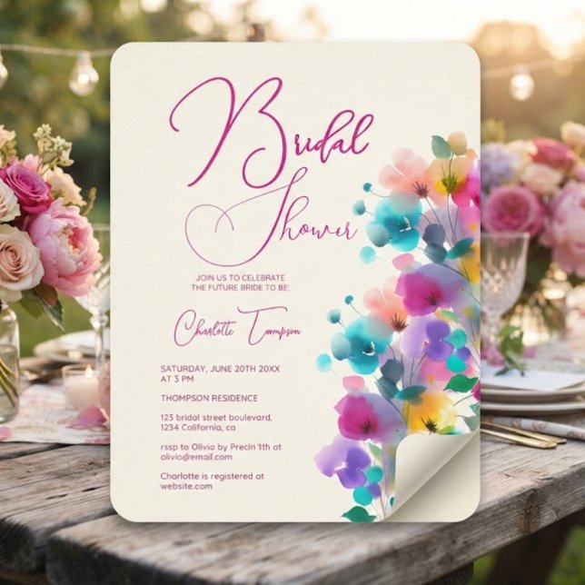 Farbenfrohe Blüten Bridal Bash Einladung (Von Creator hochgeladen)