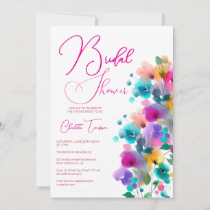 Farbenfrohe Blüten Bridal Bash Einladung