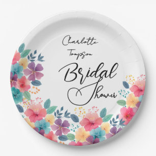 Farbenfrohe Blüten Bridal Bash Pappteller