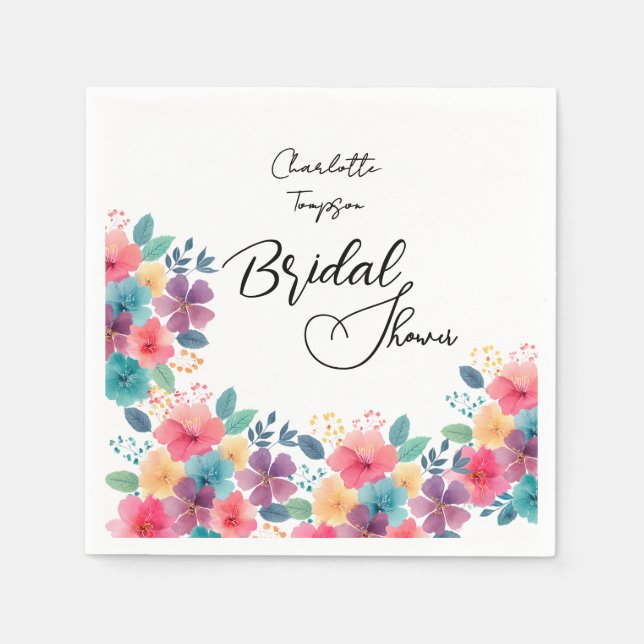 Farbenfrohe Blüten Bridal Bash Serviette (Vorderseite)