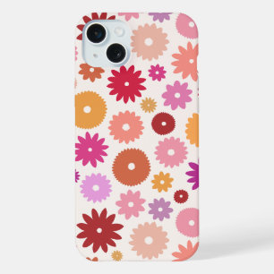 Farbenfrohe Blüten großes Muster iPhone 15 Plus Hülle