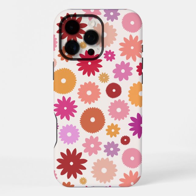 Farbenfrohe Blüten großes Muster iPhone Hülle (Rückseite)
