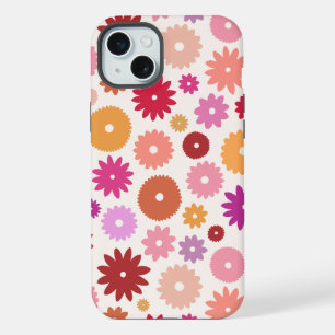 Farbenfrohe Blüten großes Muster iPhone 15 Plus Hülle