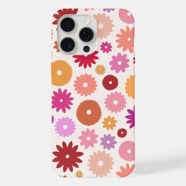 Farbenfrohe Blüten großes Muster iPhone Hülle (Rückseite)