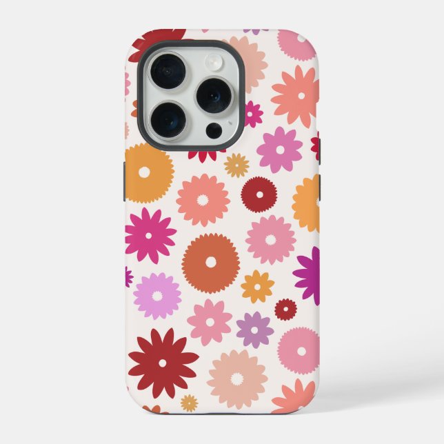 Farbenfrohe Blüten großes Muster iPhone Hülle (Rückseite)