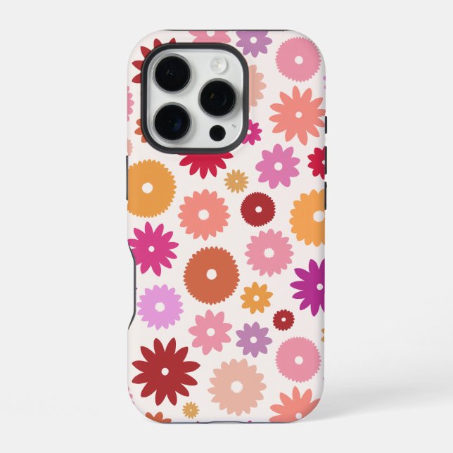 Farbenfrohe Blüten großes Muster iPhone Hülle (Rückseite)