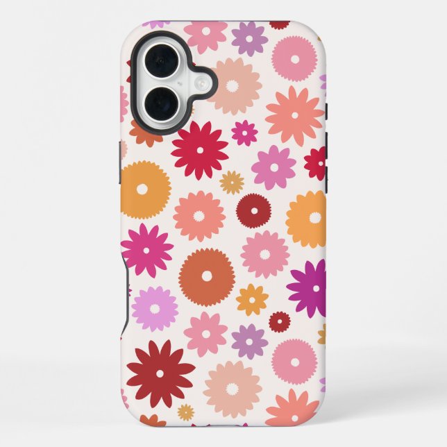 Farbenfrohe Blüten großes Muster iPhone Hülle (Rückseite)