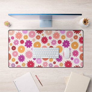 Farbenfrohe Blüten großes Muster Schreibtischunterlage