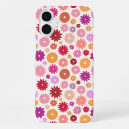 Farbenfrohe Blüten Wiederholungsmuster iPhone 16 Plus Hülle
